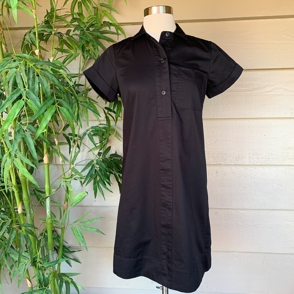 J. Crew Black Collared Shirt Dress